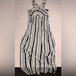 NWT Soma Soft Jersey Halter Maxi Dress Black Cream Women’s L Retail $89